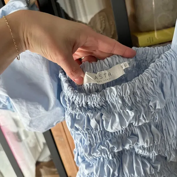 ASTR The Label Savina Square Neck Bubble Sleeves Smocked Blouse Top puff light - Image 4