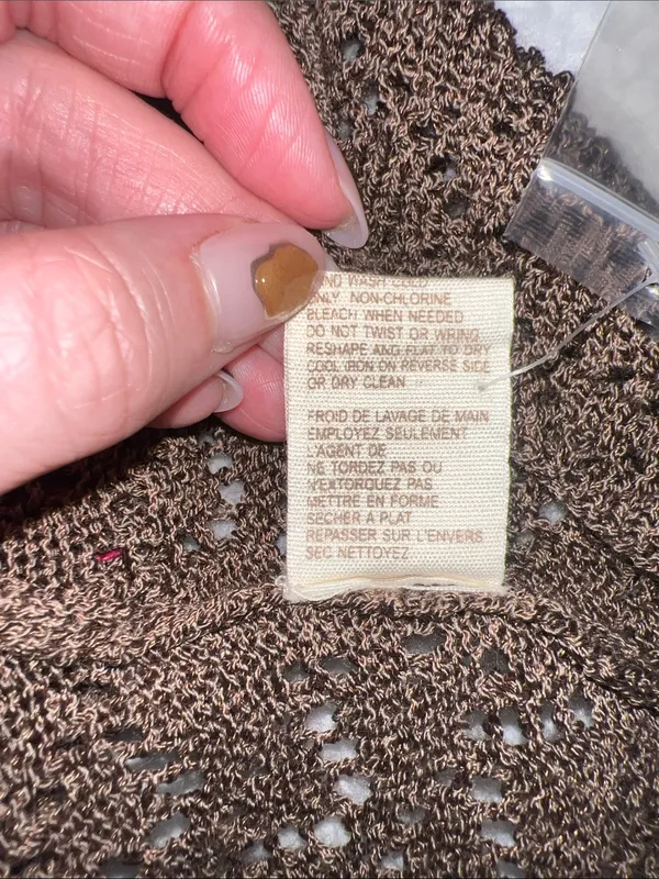 Free People Brown Crochet Knit Boho Whimsigoth Mini‎ Dress Size M - Image 10