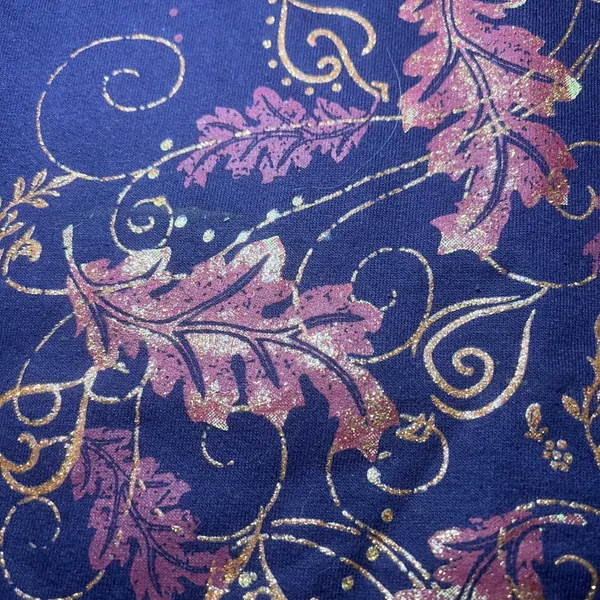 VTG 90s Purple Leaf‎ Print Sweater Womens L Sweatshirt Cozy Grannycore Nature - Image 2