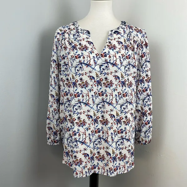 Anthropologie One September Boho Floral Abstract Mixed Media Caia Blouse Medium - Image 3