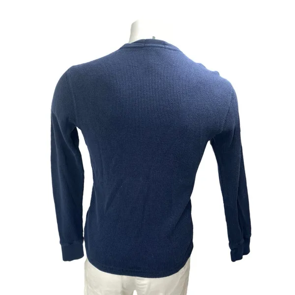 POLO Ralph Lauren Men's Blue Waffle Knit Long Sleeve Sweatshirt Sweater Top Sz M - Image 2