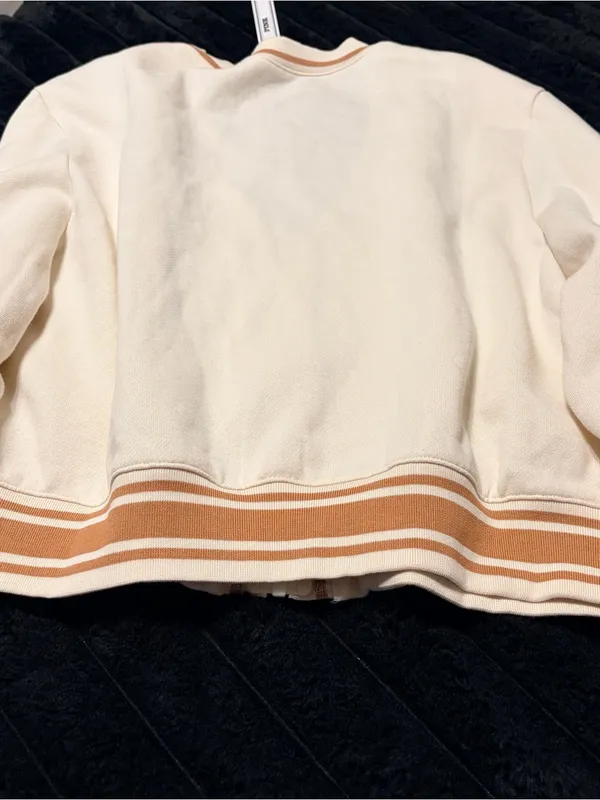 PINK Cream Zip-Up Jacket with Tan Trim - Image 7