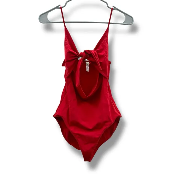 Aritzia Wilfred‎ Red Cutout Tie Front One Piece Swimsuit Sz S - Image 2