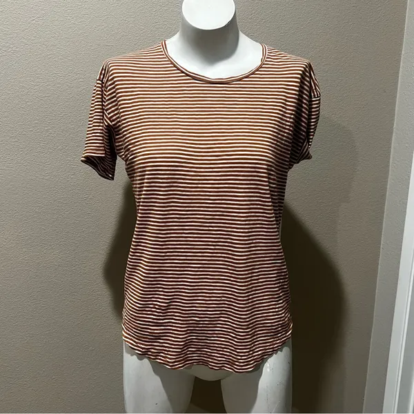 Madewell tan striped short sleeve t-shirt - Image 2