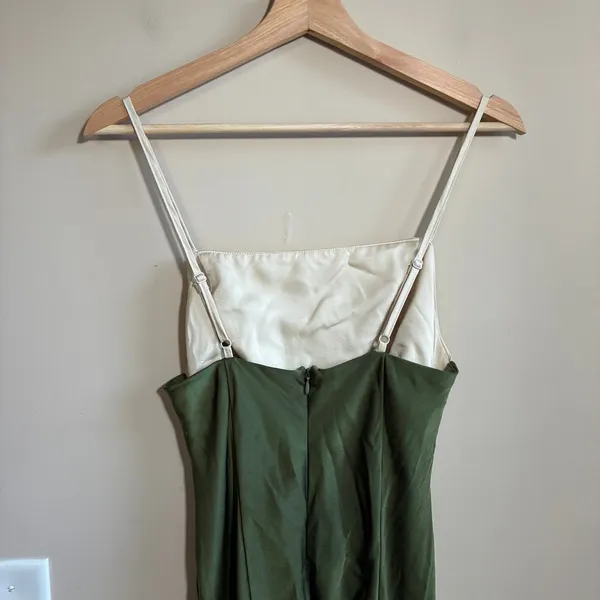 ASOS DESIGN Tall Colorblock Maxi Dress 8 Olive Green Women Satin Finish - Image 6