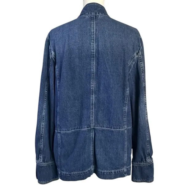 Free People Imogene Denim Officer Jacket in Ensign Wash Large Military Denim - Image 13