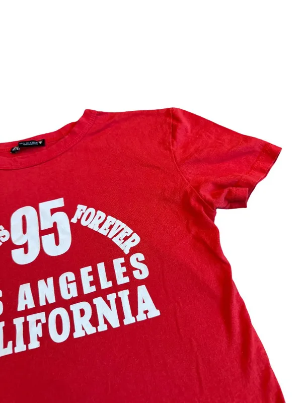 Zara Red Graphic Baby Tee Los Angeles California Short Sleeve Size Small - Image 6
