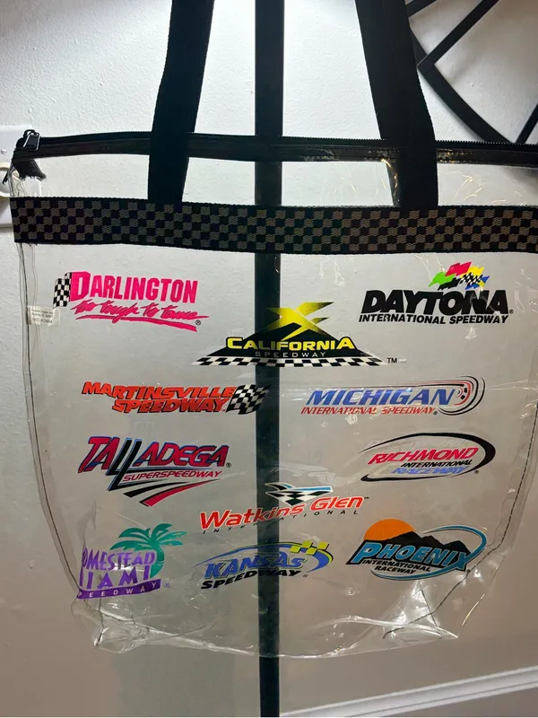 Clear Graphic Logo Tote Bag with Black Trim White - Image 7