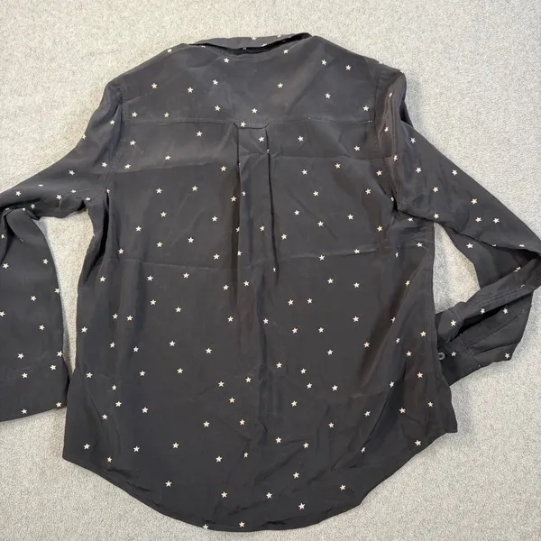 Rails Women's Small Black Star Print 100% Silk Long Sleeve Button Up Shirt - Image 9