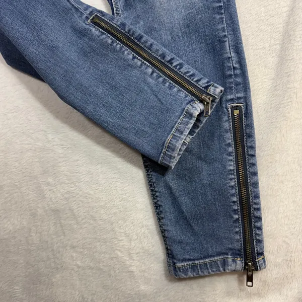 Free People 28 Skinny Jeans Jet Pocket‎ Zip Low Rise Ankle Casual Work Office - Image 3