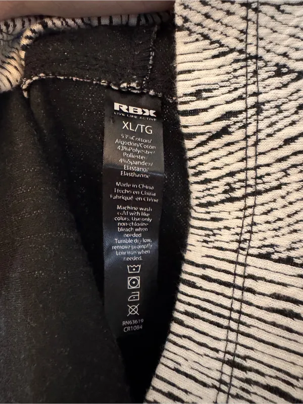 Rbx Funnel Neck Pullover Black Cream Sweater Sweatshirt XL - Image 4