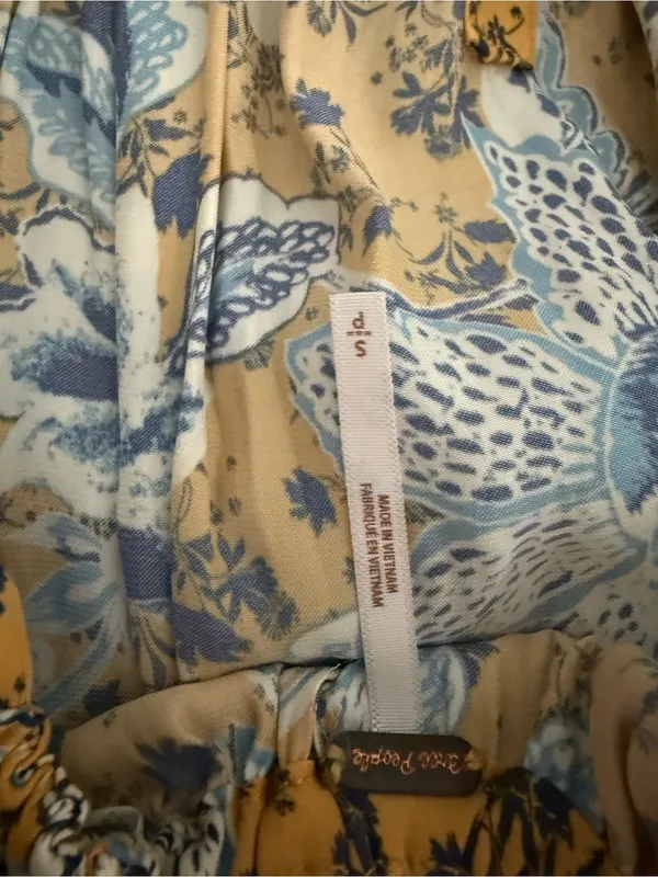 Free People Mustard Floral V-Neck Tunic - Image 4