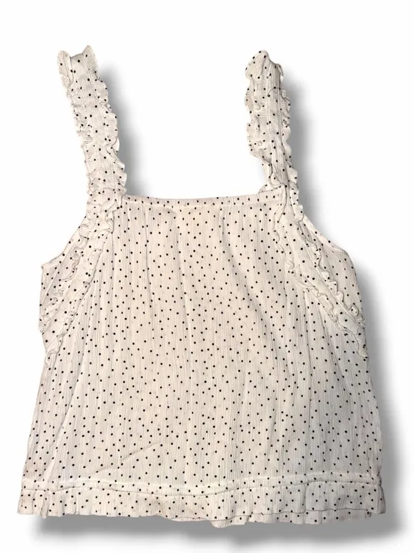 Hem & Thread Women's Polka Dot Ruffle Strap Tie Front Tank Top - Image 2