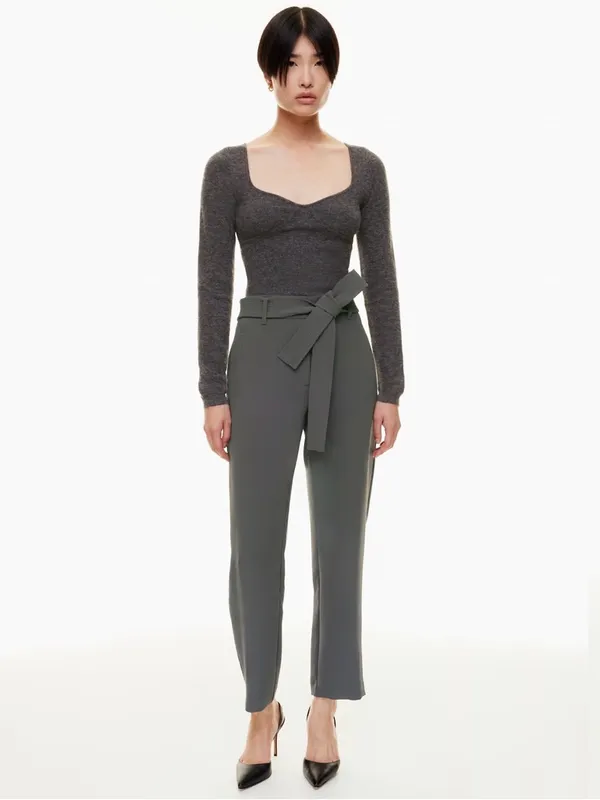 Aritzia Wilfred belt waist cropped crepe pants sz 8 teal - Image 2