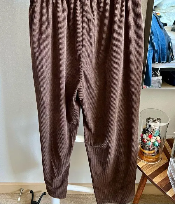 Halara Mid Rise Corduroy Casual Brown Pants - Image 3