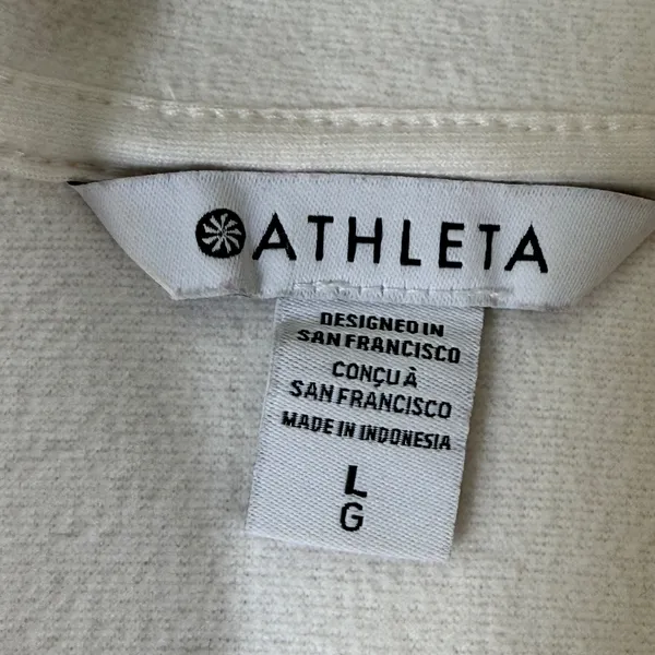 Athleta Tugga Sherpa Snap Pullover‎ Fleece Jacket Cream White Womens Large L - Image 2