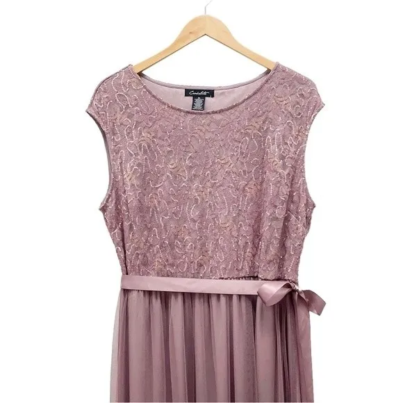 NWT Candalite Dress Formal Gown Mauve Tulle Skirt Lace Sequin Maxi Size XL NEW - Image 6