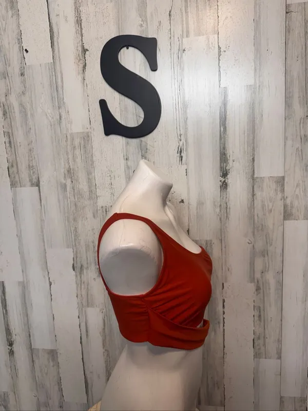 One Shoulder Wrap Bikini Top Womens S Rust Terracotta Cutout Side Tie Swim - Image 5