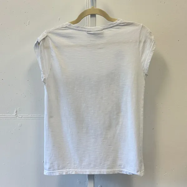 London Ink 83/25 Floral Heart Gold Polka Dot Chic Tee Made in Italy Med Wht Blue - Image 2