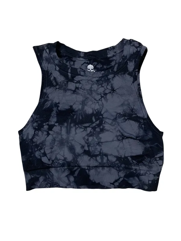 SoulCycle By NLX Black Tie Dye Cropped Tank Top Yoga Pilates Athleisure S - Image 2