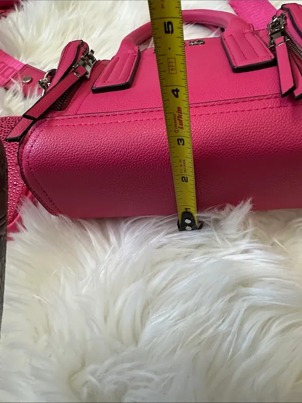 Madden NYC Hot Pink Mini Satchel with Detachable Strap & Rhinestone Pouch - Image 13