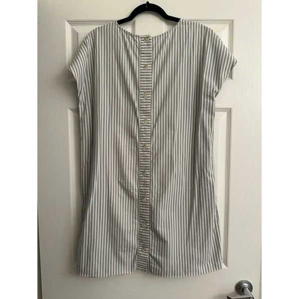 Madewell Green/Cream Button-Back Easy Dress - Image 6