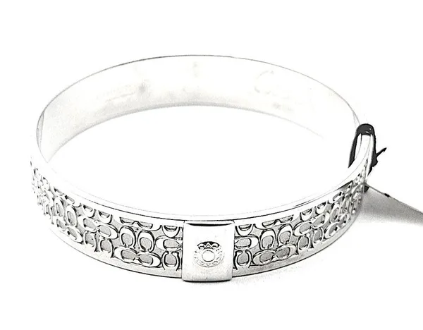 COACH Signature C Logo Silver Tone Bangle Bracelet NWT - Image 2