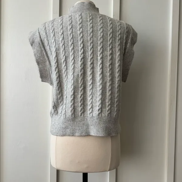 Cupcakes and Cashmere Gray Cable Knit Sweater Vest - Image 6