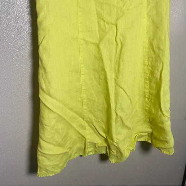 Women's Sleeveless Lime Yellow Summer linen Midi Dress Coastal‎ Beach Breathable - Image 5