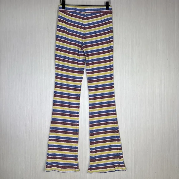 Zara Pants‎ Womens Sz S Knit Striped Colorful Pull On Yellow Red Blue Ribbed - Image 10