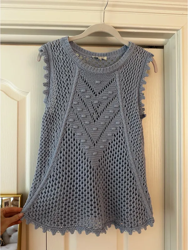 Another Love Light Blue Crochet Tank Top - Image 4