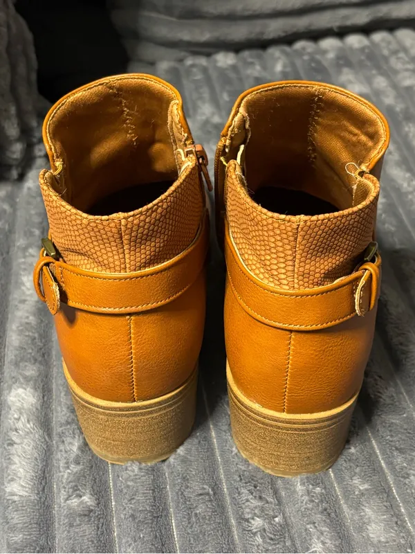 BareTraps Golden Tan Ankle Booties with Buckle Accent - Image 4