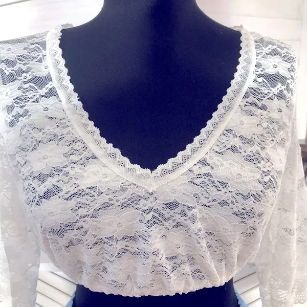 Vintage Peasant Skirt white lace top coquette romantic fairy Ren fair whimsy S - Image 6