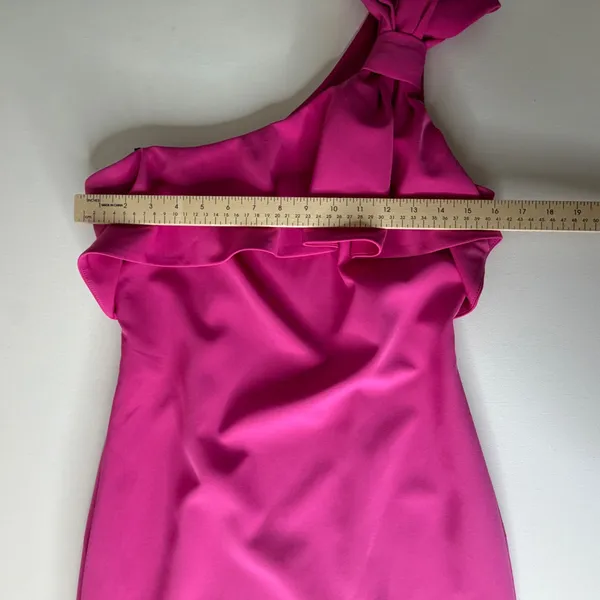 Vince Camuto One Shoulder Bow Pink Sheath Dress Size 6 Cocktail Wedding Evening - Image 13