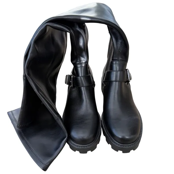 Marc Fisher LTD Ganven Black Over The Knee Lug Sole Moto Boots Size 6 NEW - Image 4