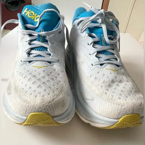 Hoka One One White and Blue Athletic Shoes - Image 7