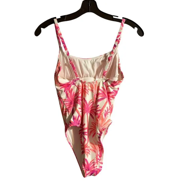 Shade & Shore Textured Palm Print High Leg Swimsuit Size Small - Image 3