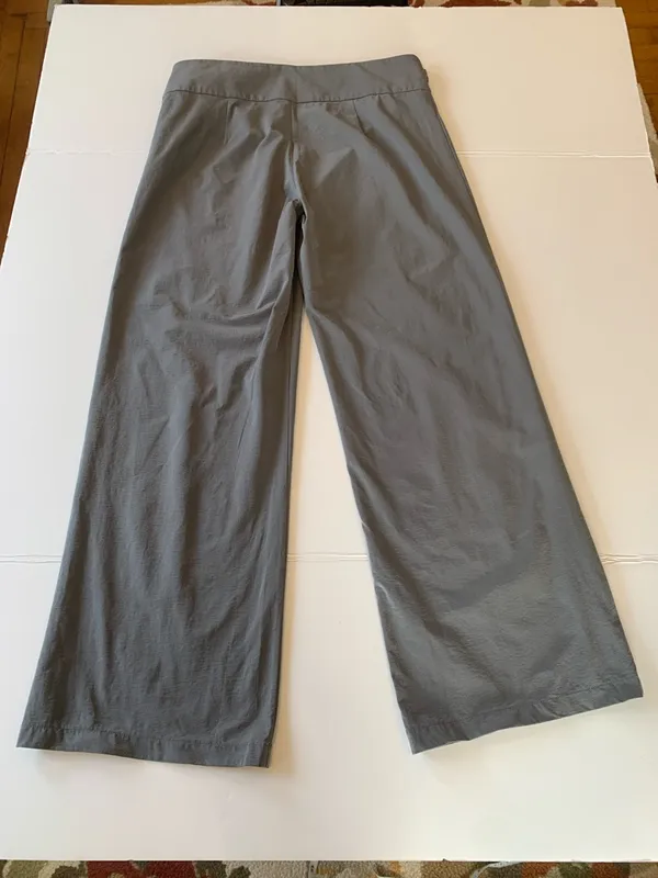 MNG By Mango Women’s Large Self Belt Side Zip Wide Leg Gray Trousers Dress Pants - Image 8