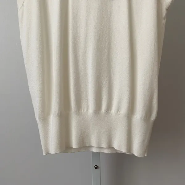 ZARA Office Siren Clean Minimalist Sleeveless Knit Shell Top Small Cream - Image 5