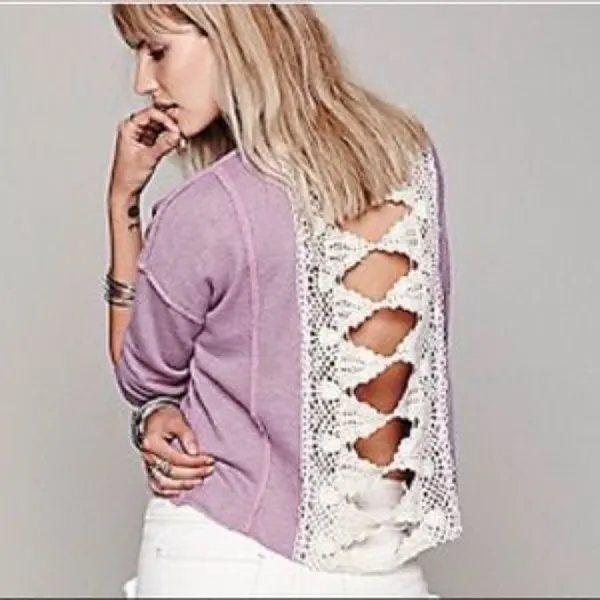 ✨HP✨Free People Crochet Open Back Sweatshirt✨ - Image 2