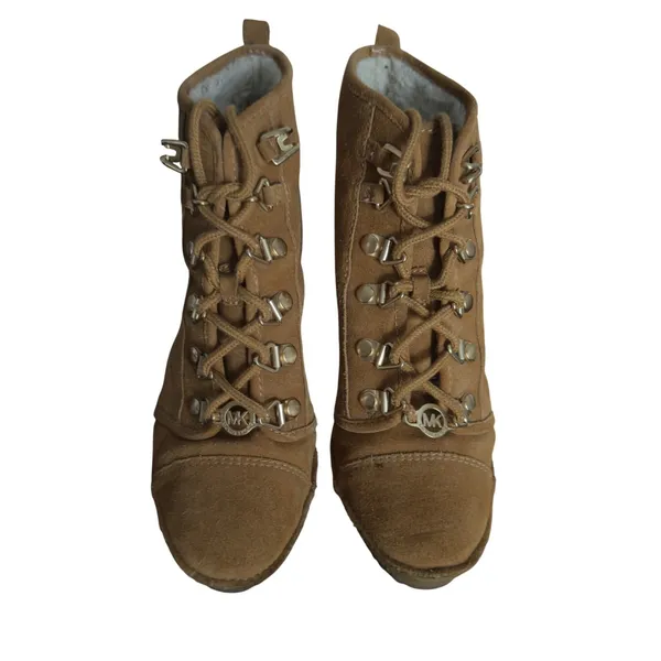 Michael‎ Kors Tan Chestnut Suede Lace Up Chunky Heel Ankle Boots Women 6M Y2k - Image 2