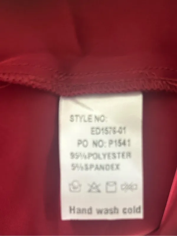 On You Burgundy Satin Slip Midi Dress M Smocked Back Spaghetti Straps - Image 3