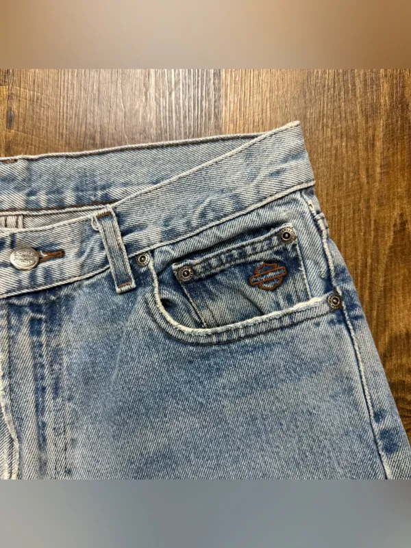 Vtg Y2K Harley-Davidson Baggy Cut Off Jorts Distressed Denim Jean Shorts Sz 31 - Image 7