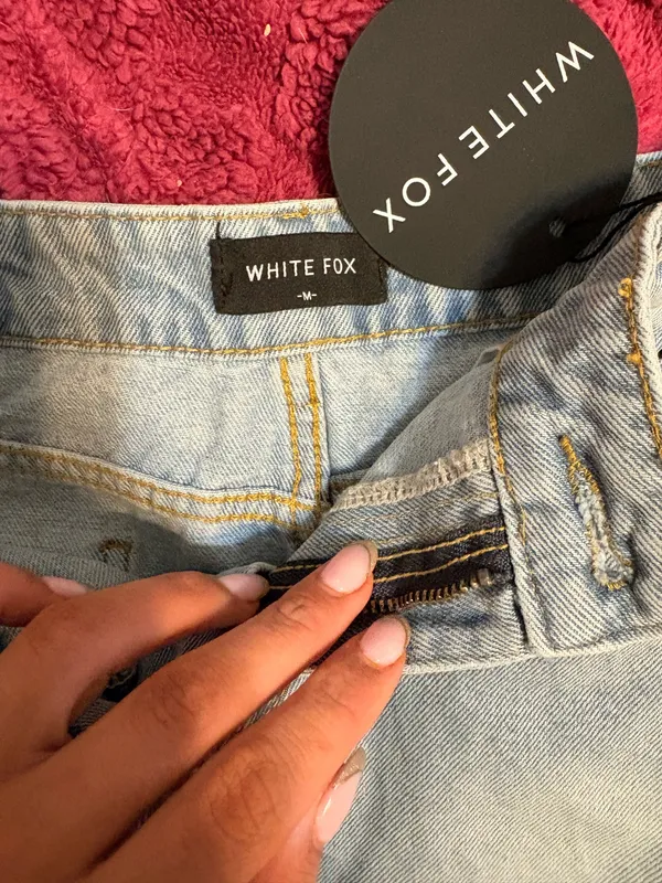 White Fox Denim Mini Skirt - Image 4