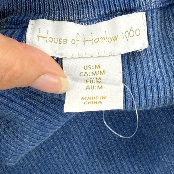 House of Harlow 1960 Ribbed Knit Maxi Skirt Blue Cotton Blend Womens Medium‎ - Image 5
