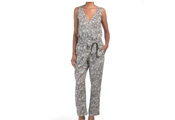 Anthropologie Cloth & Stone sleeveless animal print jumpsuit Sz M - Image 4
