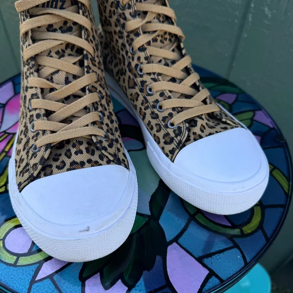 Lugz Hayden Hi Top Sneakers Womens 8 Leopard Print Tan Black Retro‎ Streetwear - Image 6