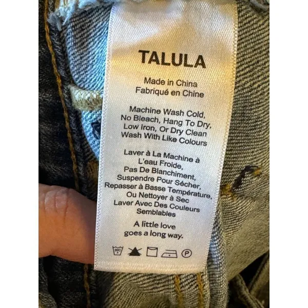 Talula Aritzia Shorts Womens 30 Blue Denim Medium‎ Wash High Rise Raw Hem Jean - Image 7