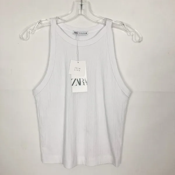 NWT ZARA White Ribbed Crop Top Size Small - Image 6