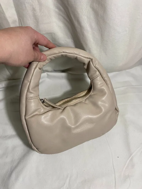 Oak + Fort Beige Faux Leather Mini Hobo Shoulder Bag Slouchy Crescent Purse - Image 2